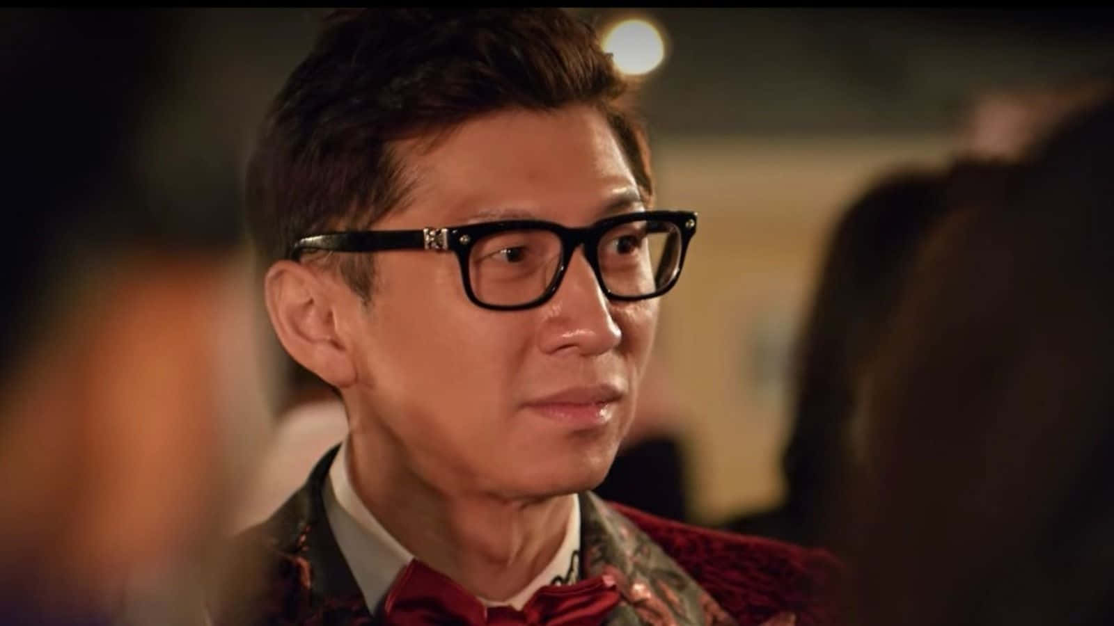 Bling Empire, black-rimmed glasses, red bow tie, HD Desktop Wallpaper