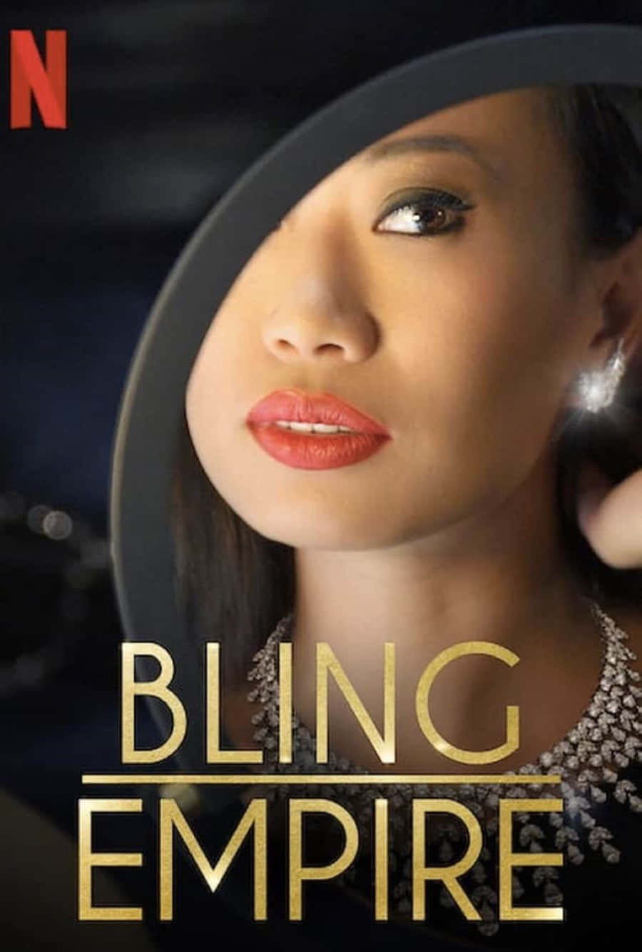 Bling Empire, black hat, red lips, HD Phone Wallpaper