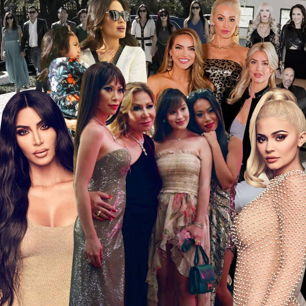 Bling Empire, glamorous women, sparkling evening wear, SD Desktop Wallpaper
