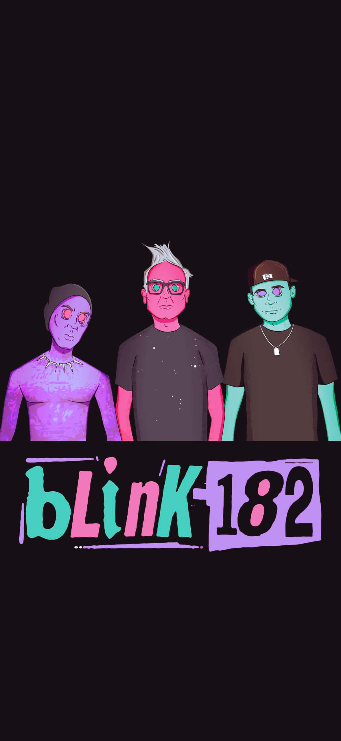 Blink-182, neon skin, black background, Full HD Phone Wallpaper