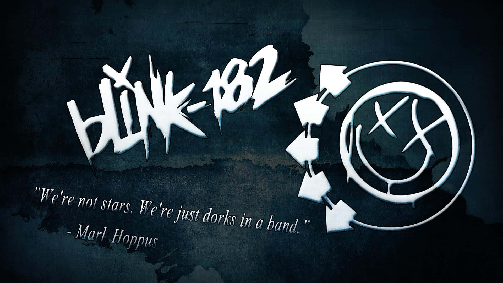 Blink-182, white graffiti-style logo, dark textured wall, Full HD Desktop Wallpaper