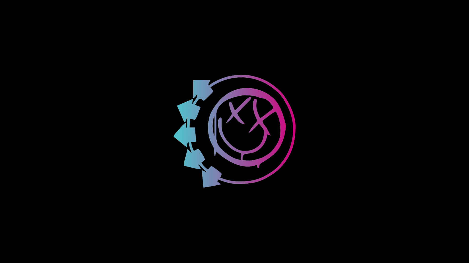 Blink-182, glowing pink and blue smiley face, x eyes, Full HD Desktop Wallpaper