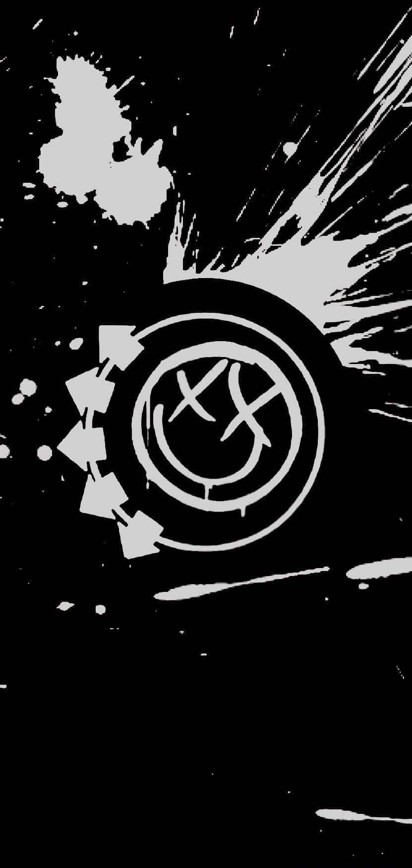 Blink-182, smiley face logo, black and white, HD Phone Wallpaper