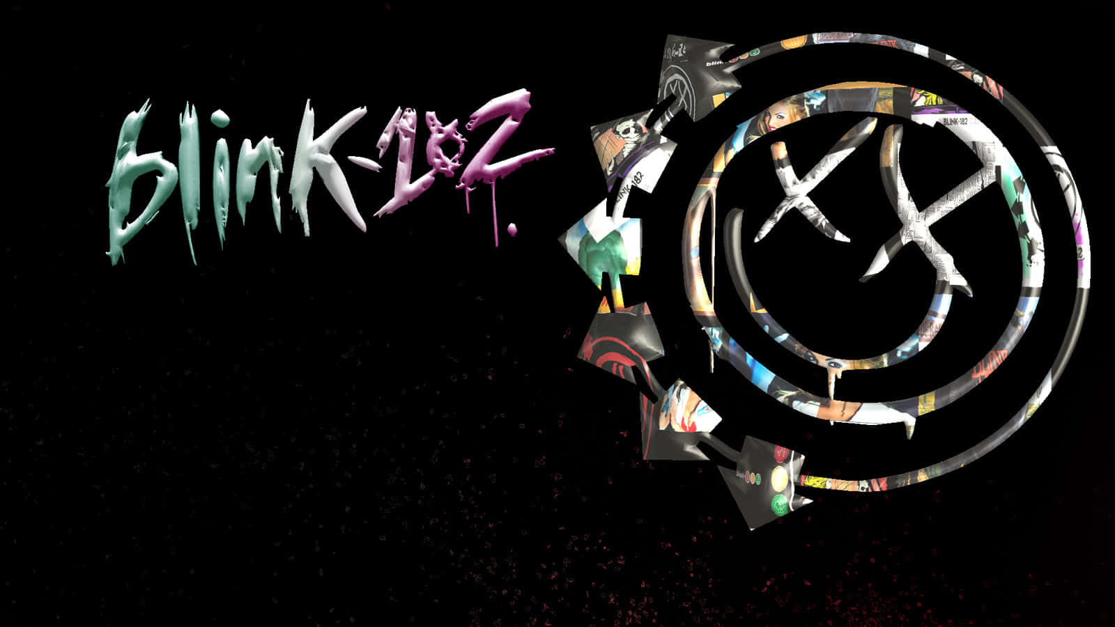 Blink-182, graffiti style text, collage smiley face, HD Desktop Wallpaper