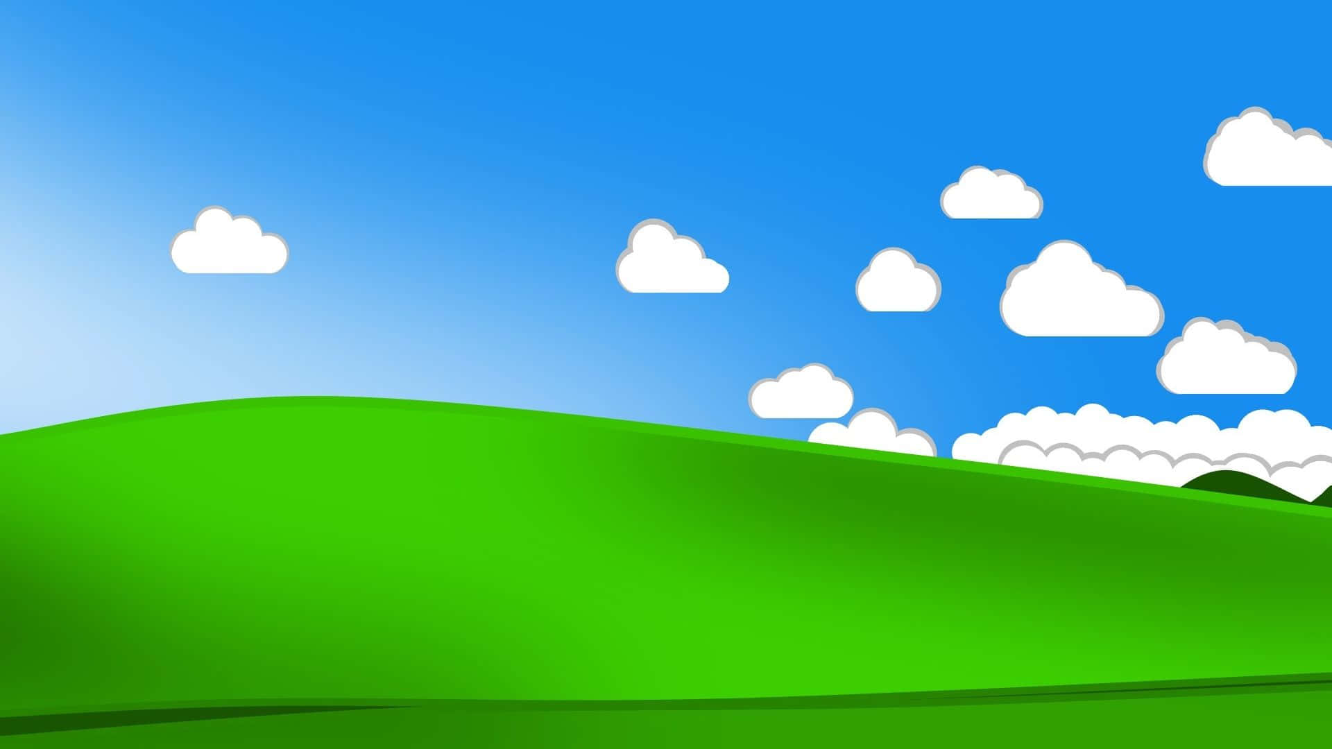 blissful green hills, bright green rolling hill, clear blue sky, Full HD Desktop Wallpaper