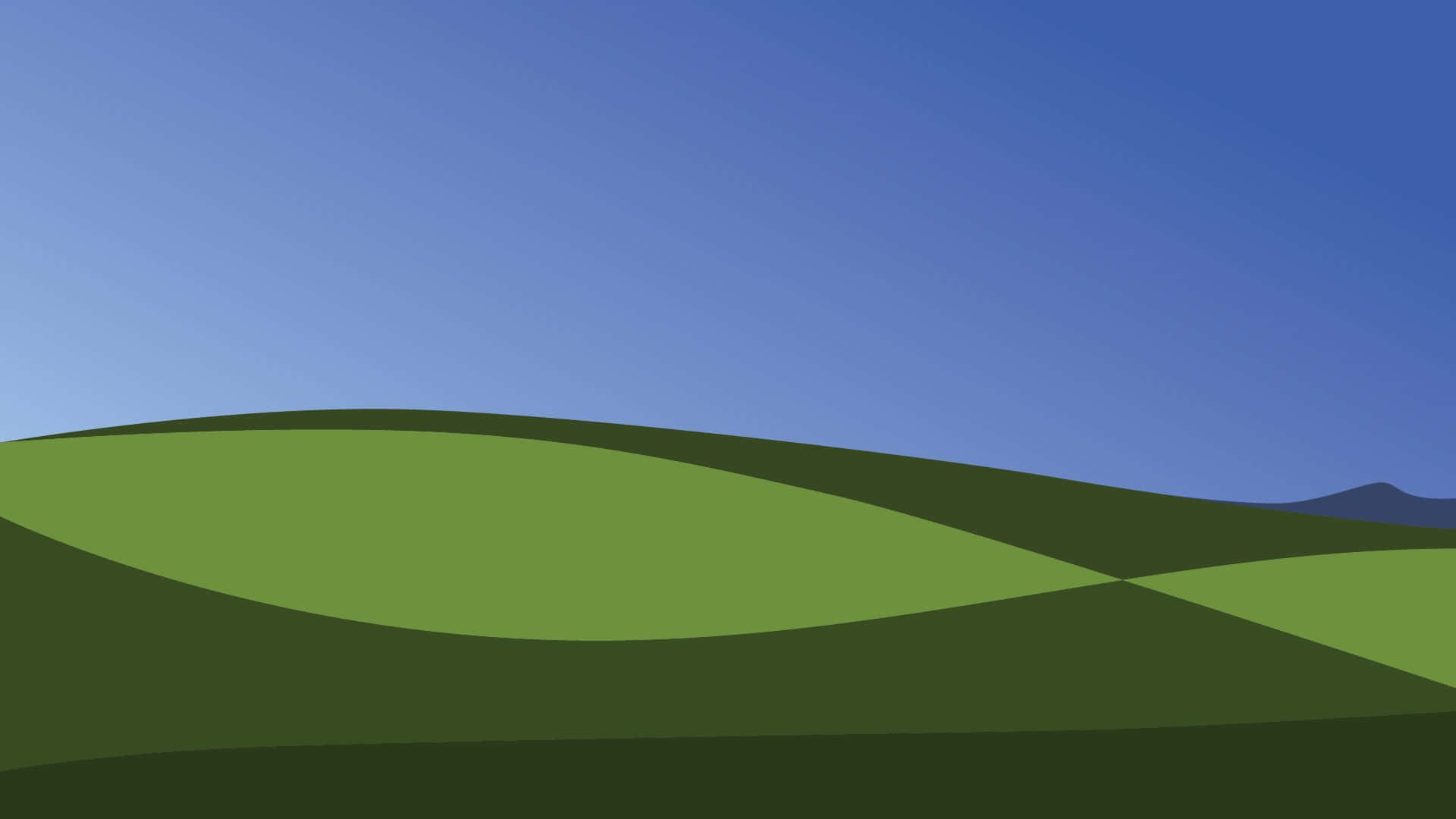 Bliss, rolling green hills, gradient blue sky, Full HD Desktop Wallpaper