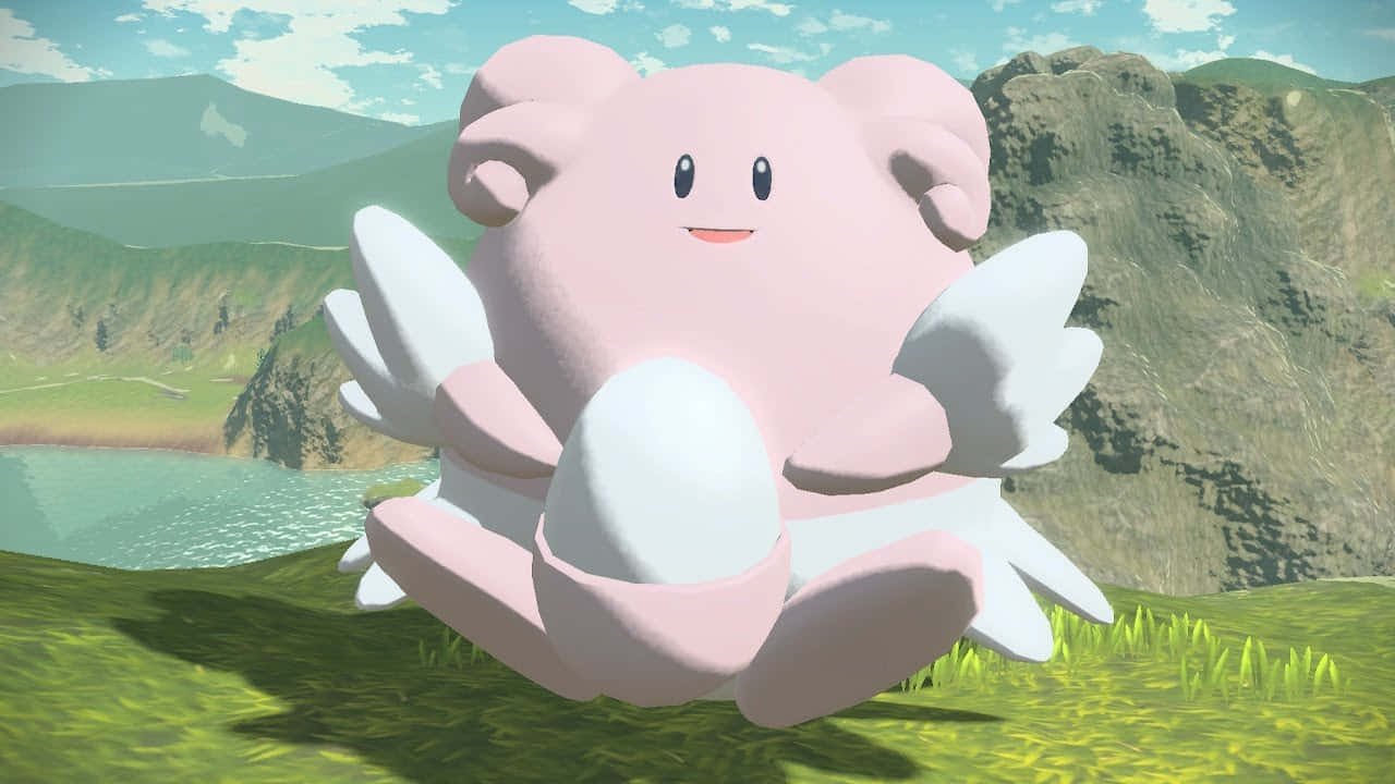Blissey, pink fluffy, white wings, HD Desktop Wallpaper
