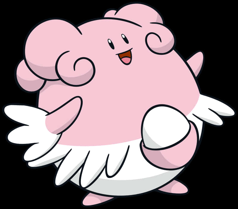 Blissey, pink, white feathered wings, SD Desktop Wallpaper