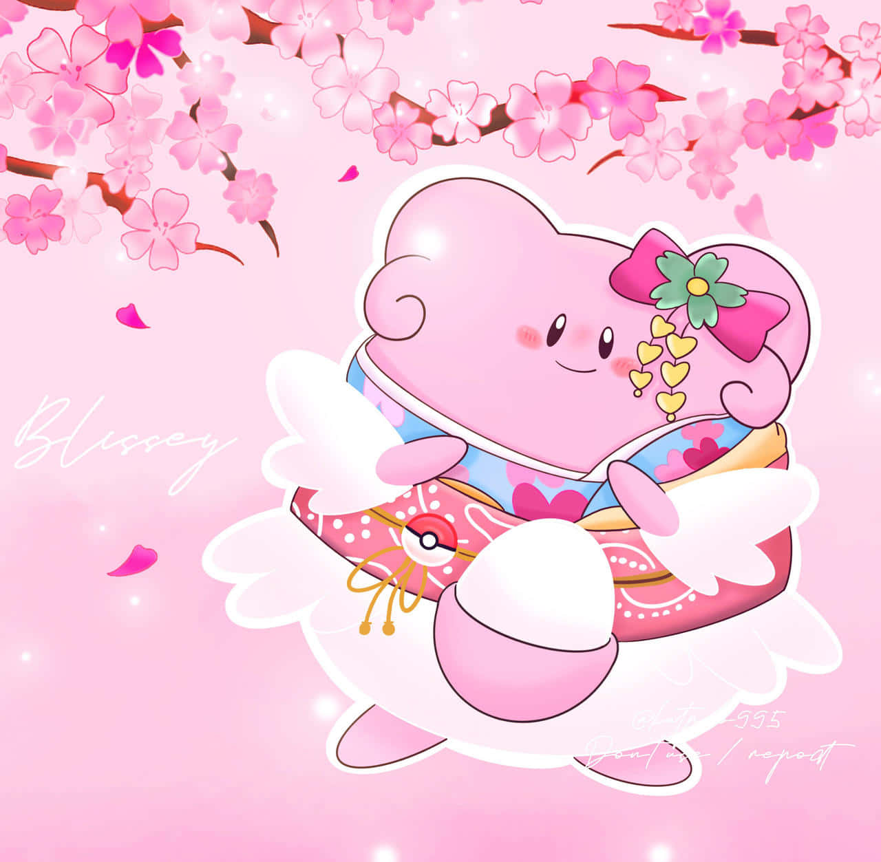 Blissey, pokemon kimono, floral kimono, HD Desktop Wallpaper