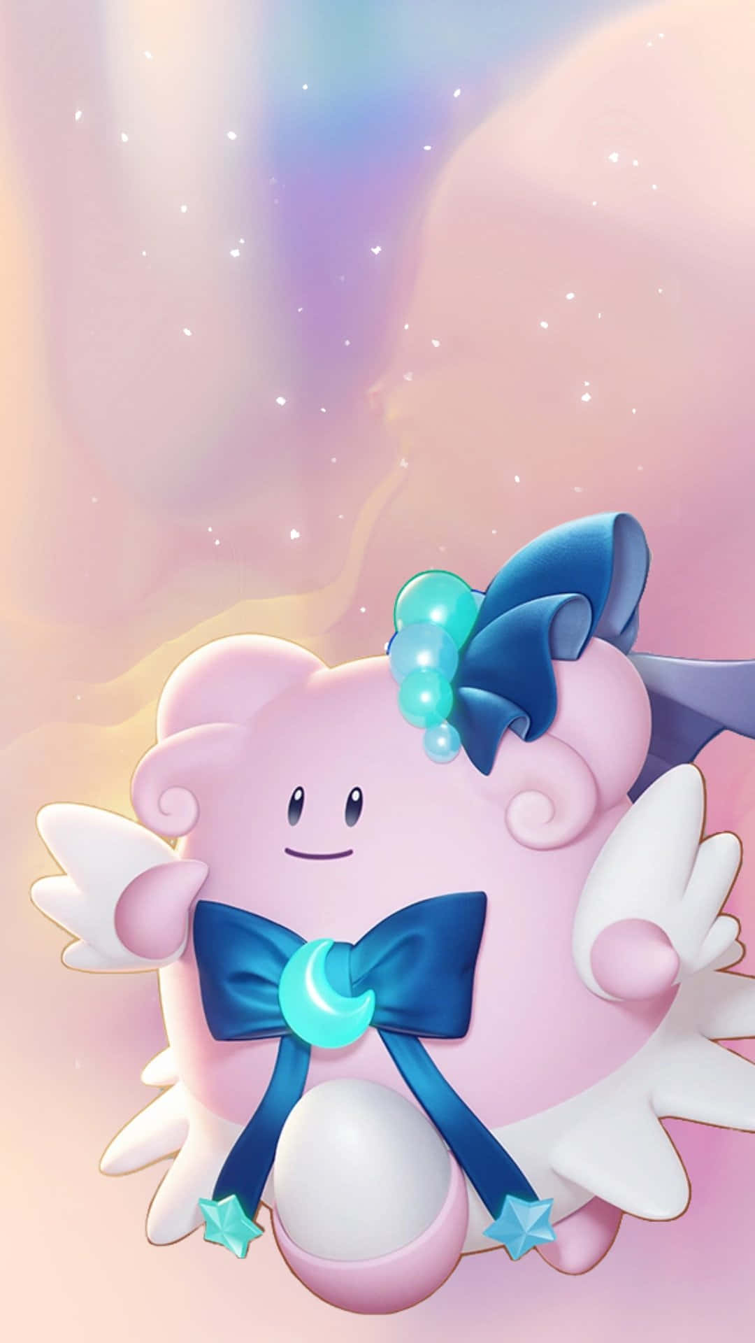 Blissey, pink anime character, white wings, Full HD Phone Wallpaper