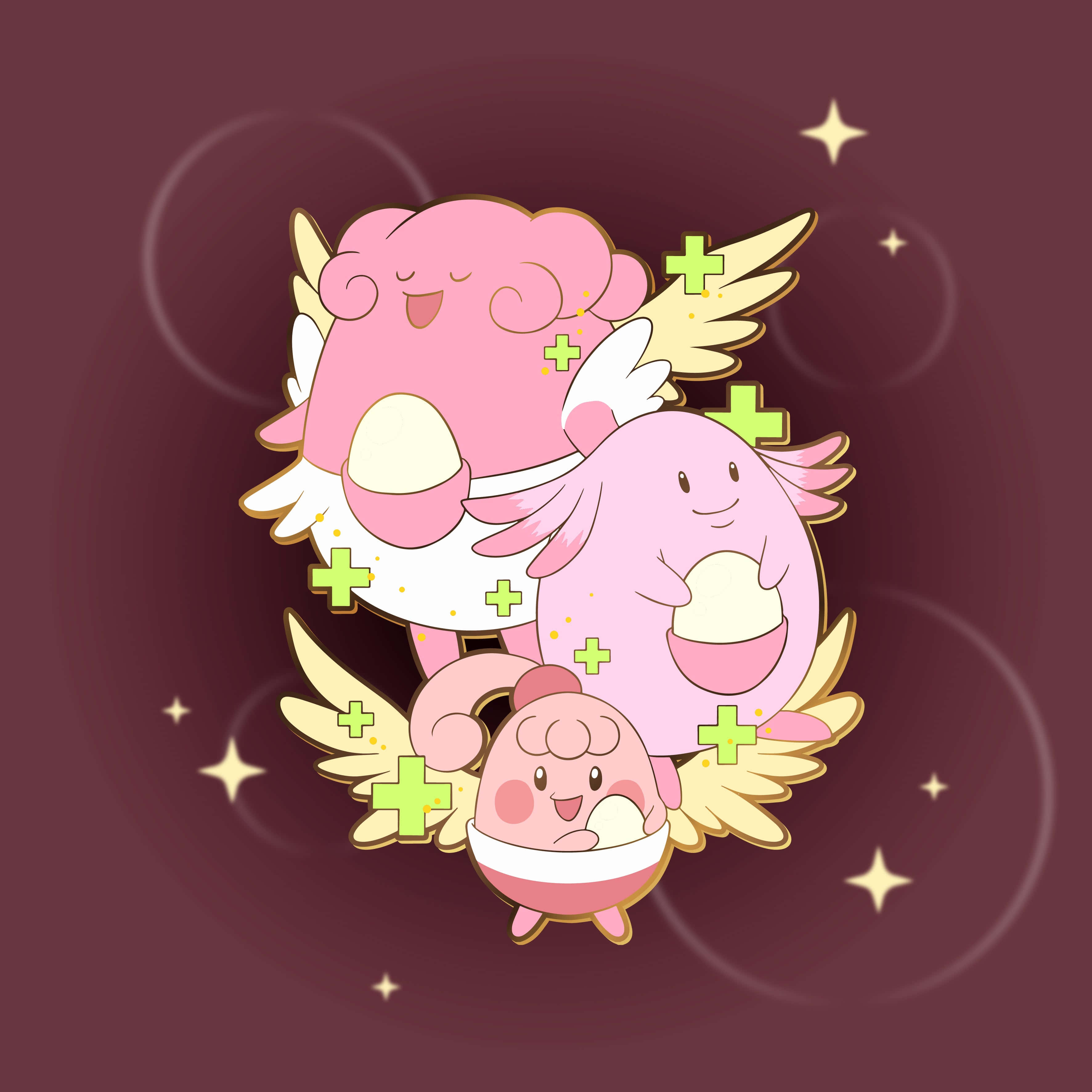 Blissey, wings, pink, 2K Desktop Wallpaper