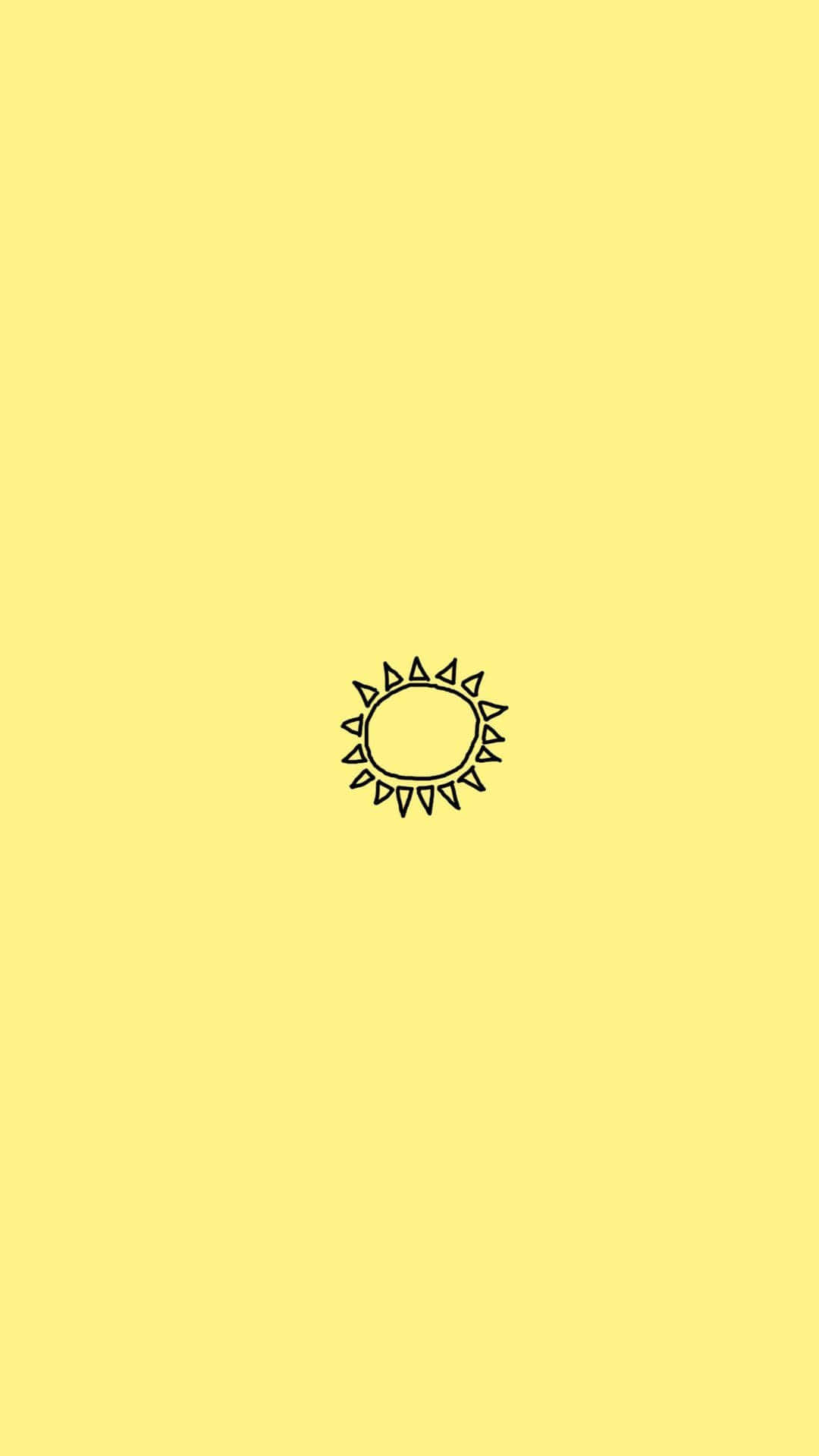 Cute Sunshine, minimalist black line drawing, triangular rays, Full HD Phone Wallpaper
