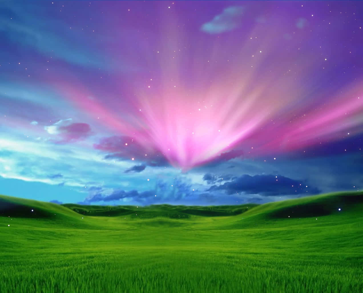 Blissful, vibrant green field, surreal sky, SD Desktop Wallpaper