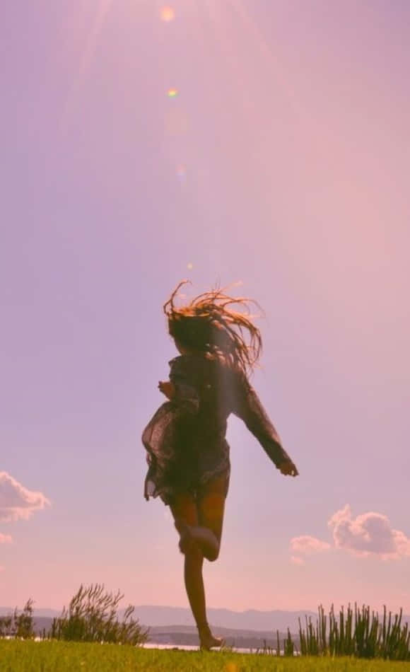 Blissful, sunset, grassy hill, SD Phone Wallpaper