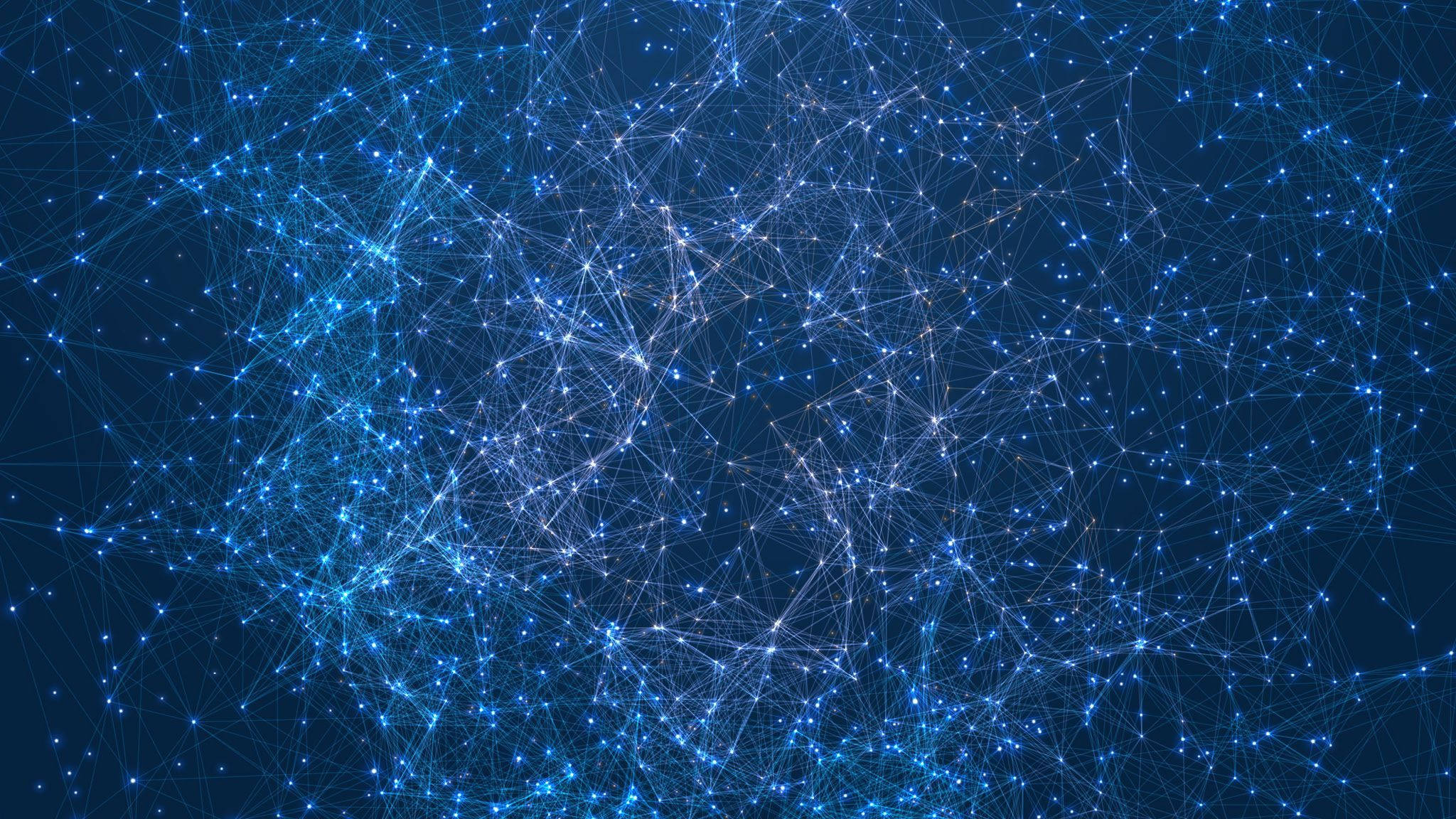 Blockchain, constellation of stars, glowing blue network, Full HD Desktop Wallpaper