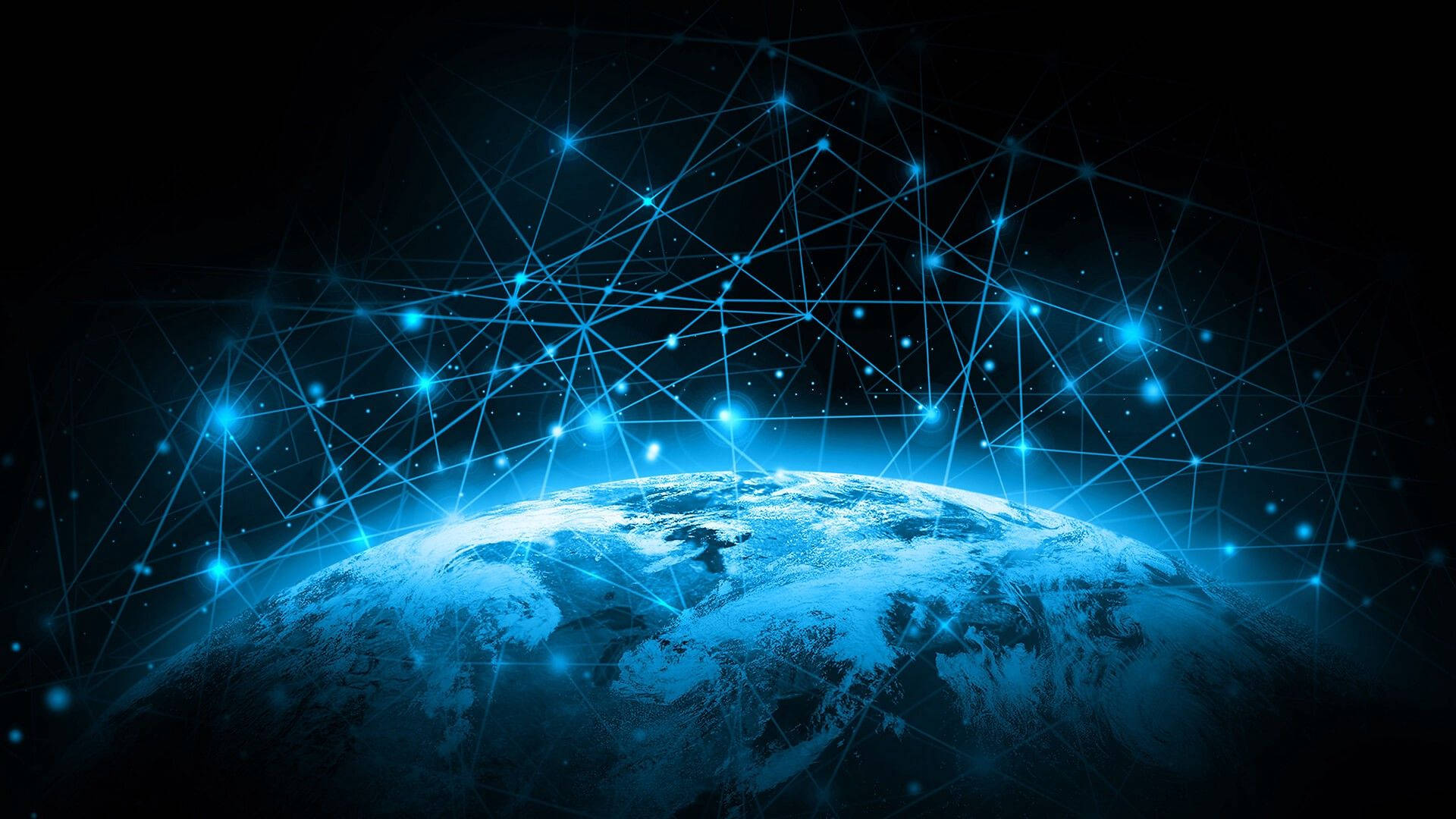 Blockchain, monochrome, earth sphere, Full HD Desktop Wallpaper
