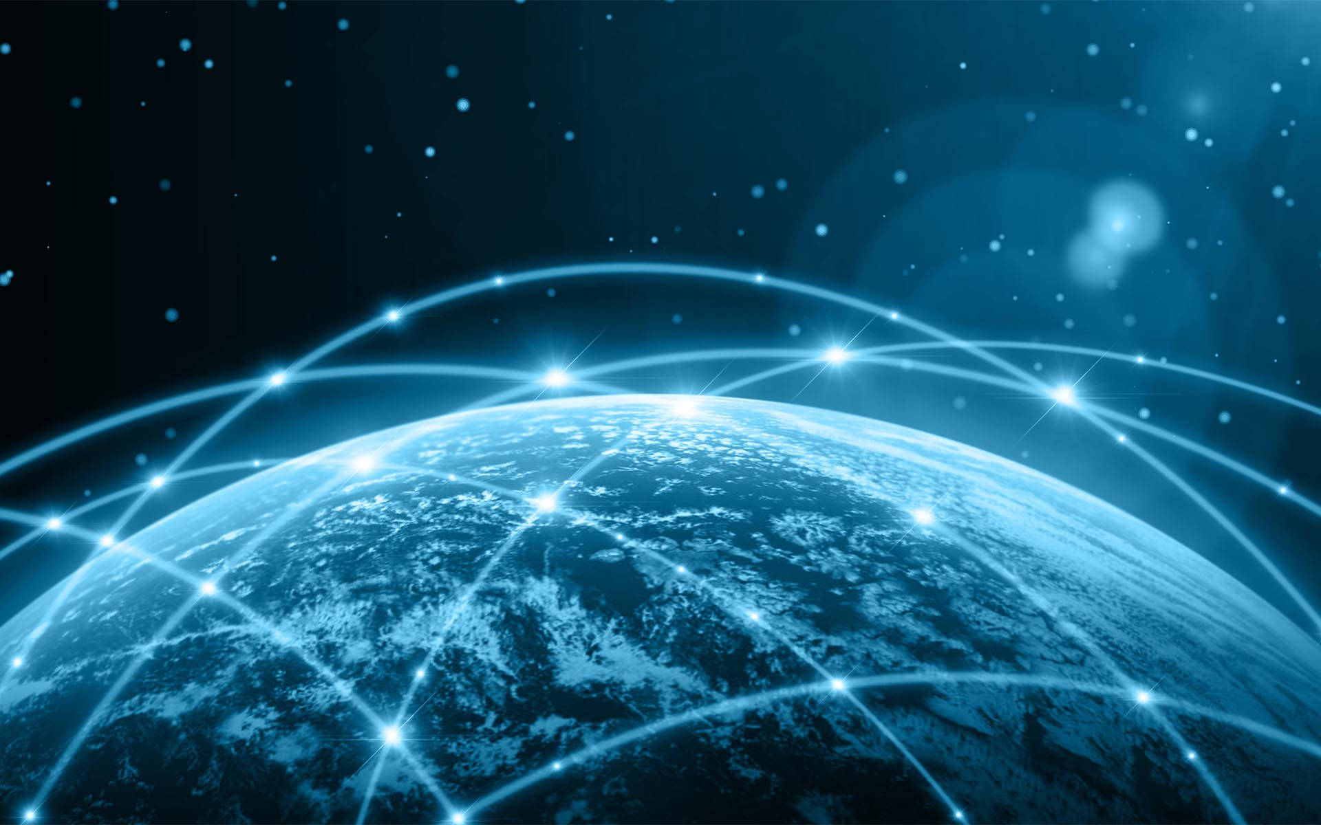 Blockchain, glowing blue lines, digital network, Full HD Desktop Wallpaper