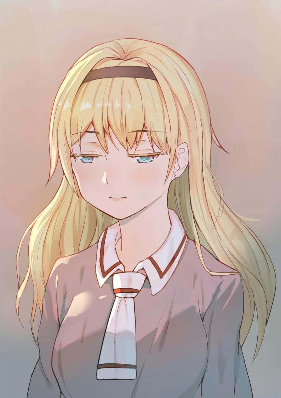 blonde anime girl, blue eyes, headband, HD Phone Wallpaper