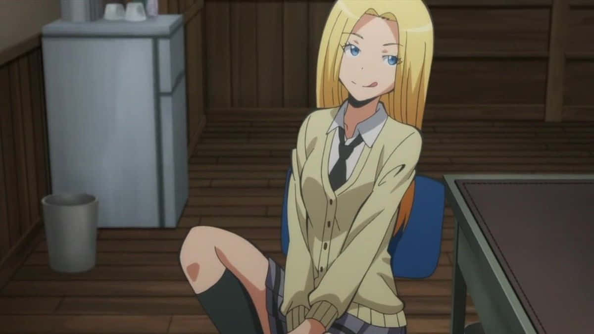 blonde anime girl, beige cardigan, tie, SD Desktop Wallpaper