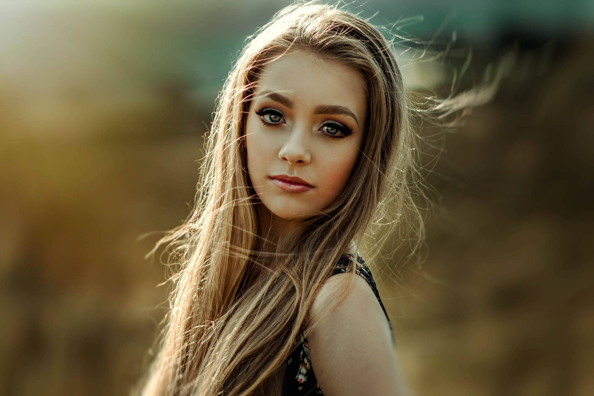 blonde female model, young woman, long blonde hair, Full HD Desktop Wallpaper