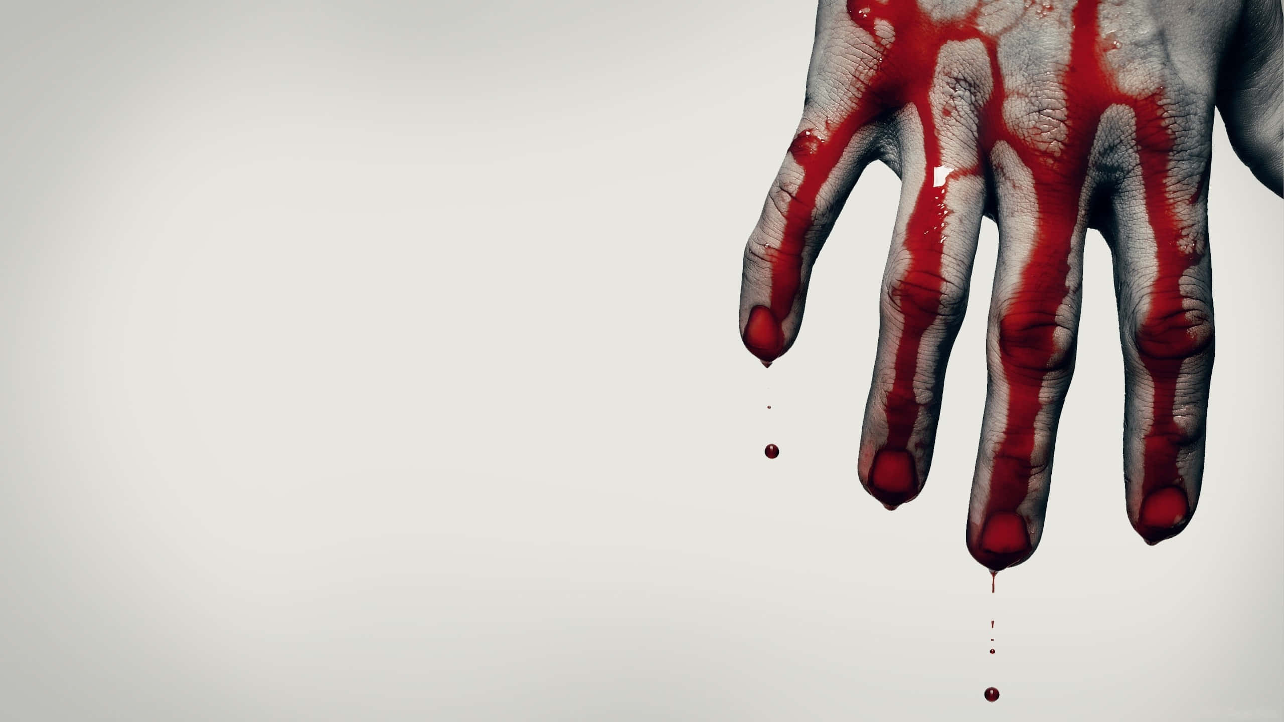 Blood Aesthetic, pale hand, vivid red blood, 2K Desktop Wallpaper
