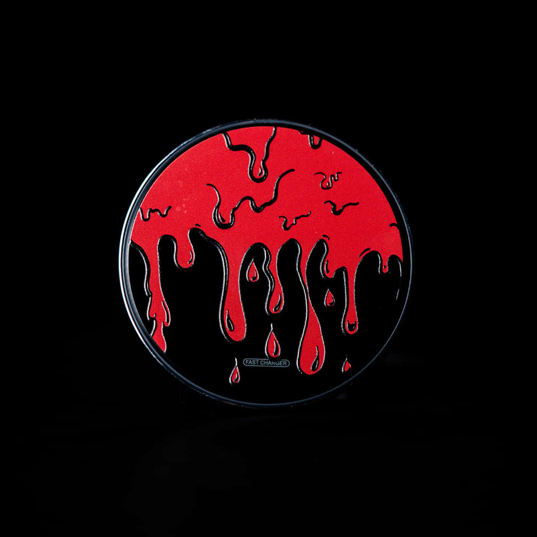 blood aesthetic, circular red enamel pin, dripping blood-like design, SD Desktop Wallpaper