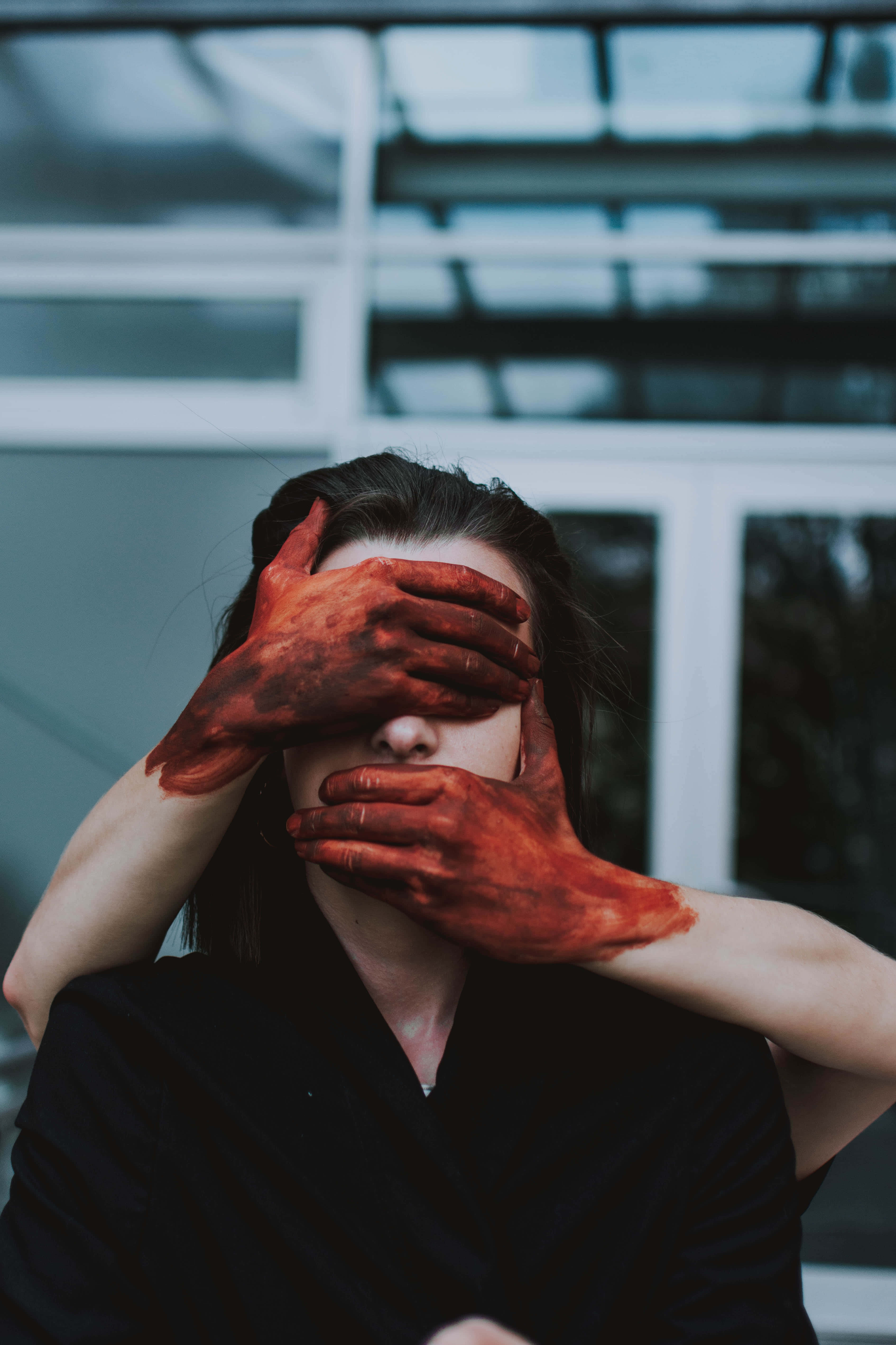 Blood Aesthetic, pool of swirling blood, bloodied hands, 5K Phone Wallpaper