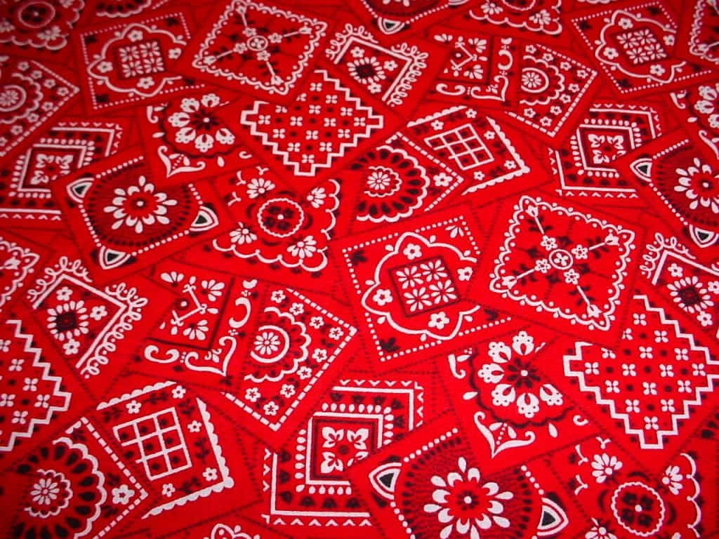 Blood Gang, red bandana, white and black geometric floral patterns, SD Desktop Wallpaper