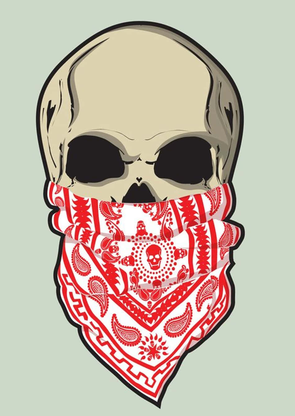 Blood Gang, red and white patterned bandana, stylized skull, HD Phone Wallpaper