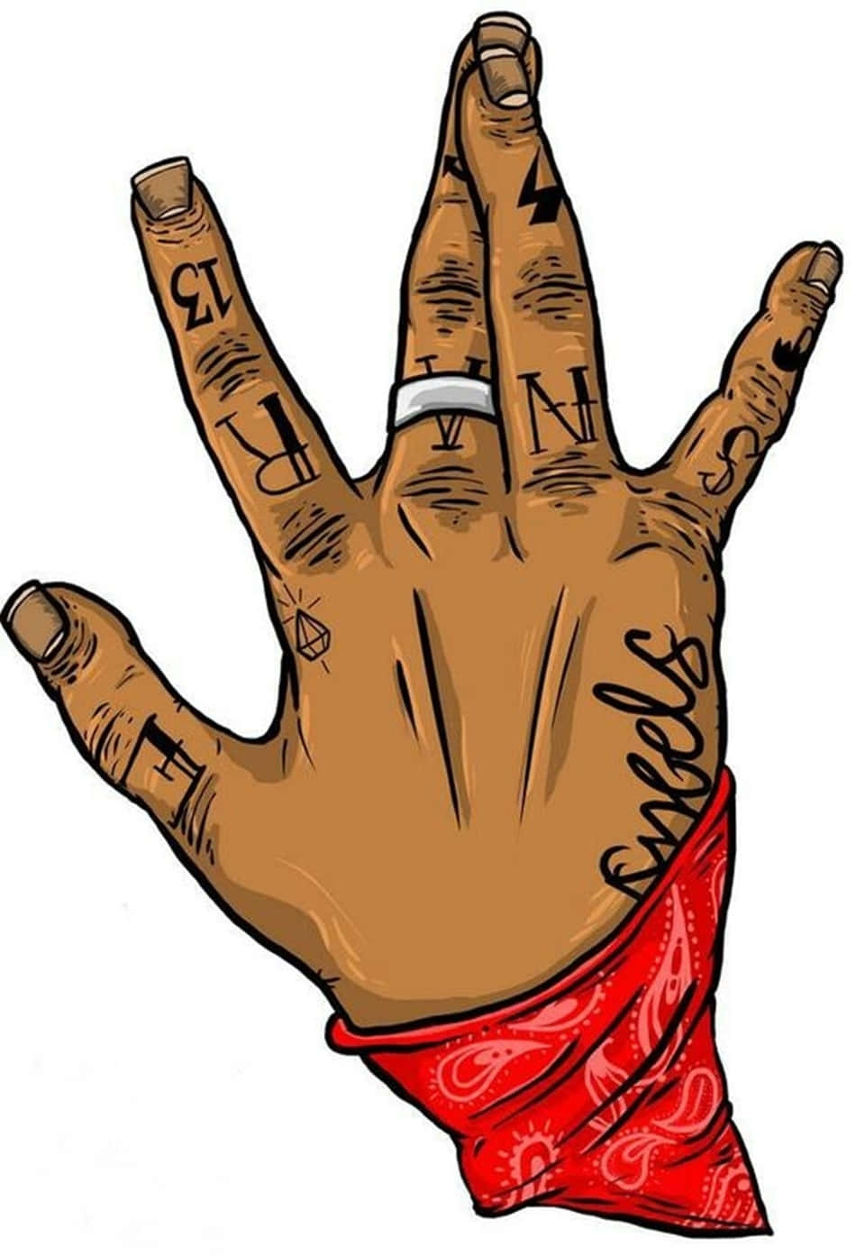Blood Gang, tattoos, red bandana, HD Phone Wallpaper