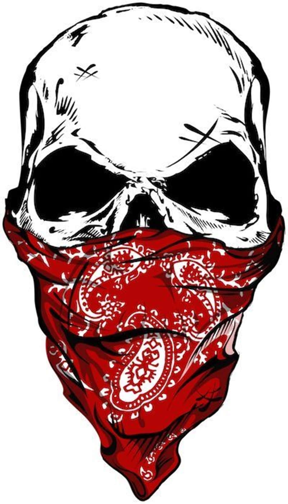 skull, red bandana, white paisley patterns, HD Phone Wallpaper