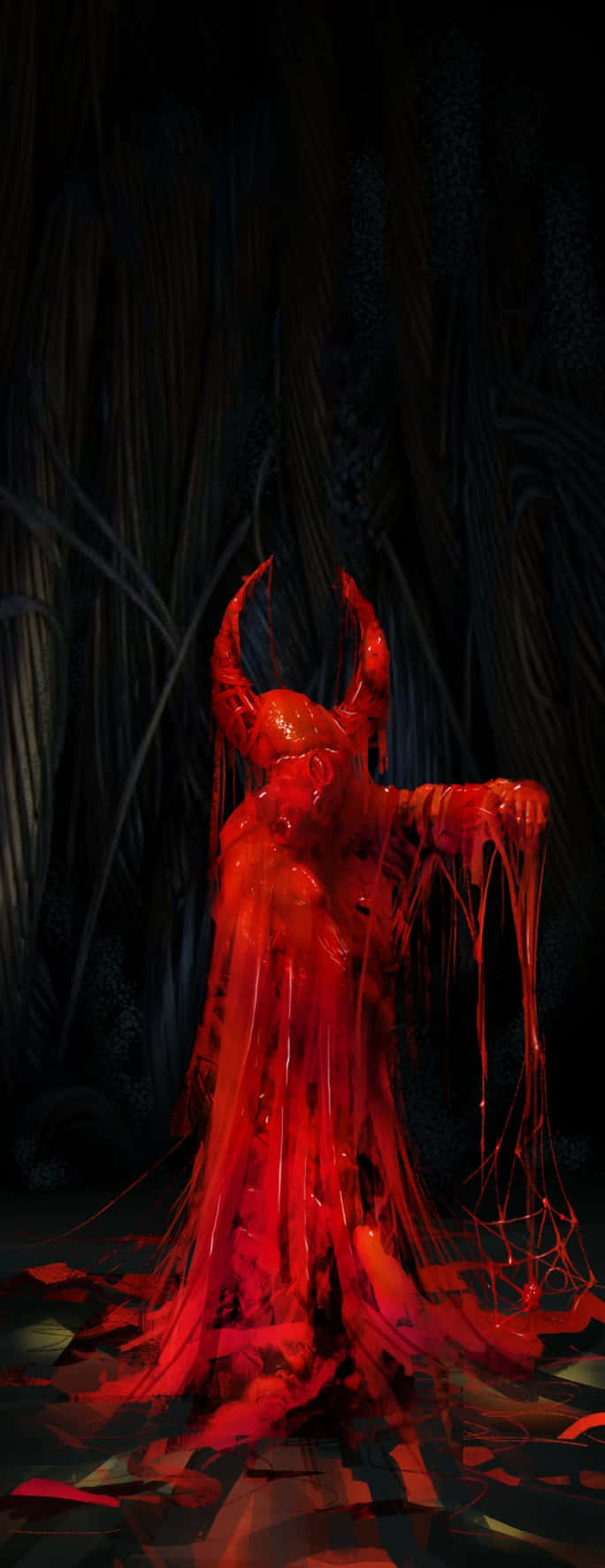 Blood Aesthetic, demonic figure, horns, HD Phone Wallpaper