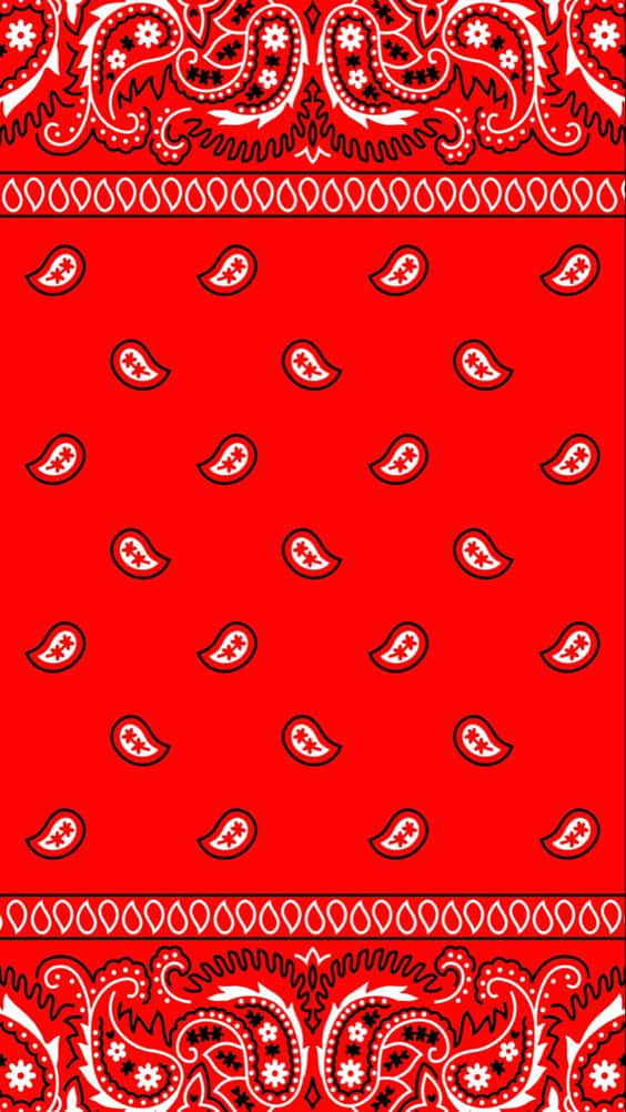 Blood Gang, vibrant red bandana, intricate white paisley patterns, SD Phone Wallpaper