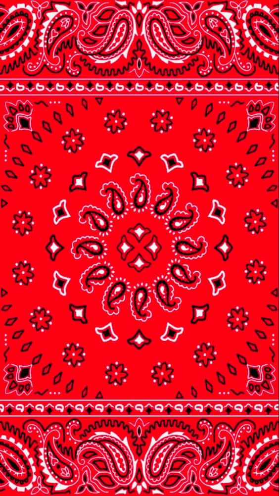Blood Gang, radial red paisley pattern, vibrant red bandana, SD Phone Wallpaper
