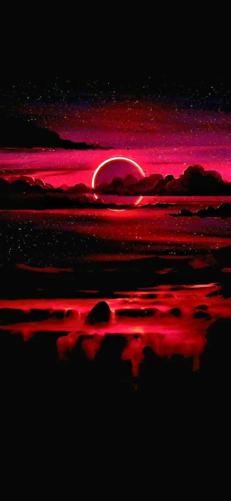 blood moon, red sunset, clouds, HD Phone Wallpaper
