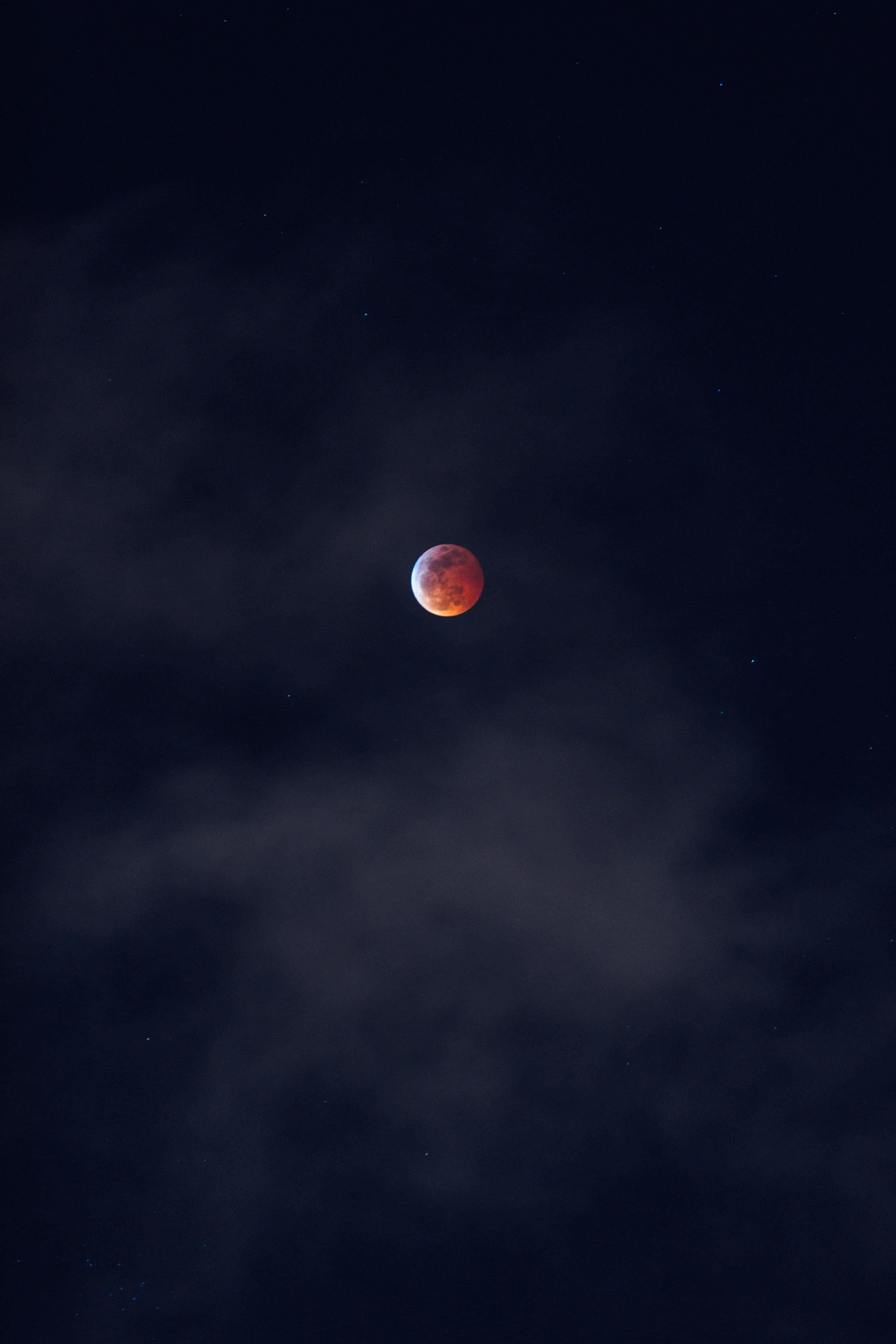 Blood Moon, blood red moon, wispy clouds, 5K Phone Wallpaper