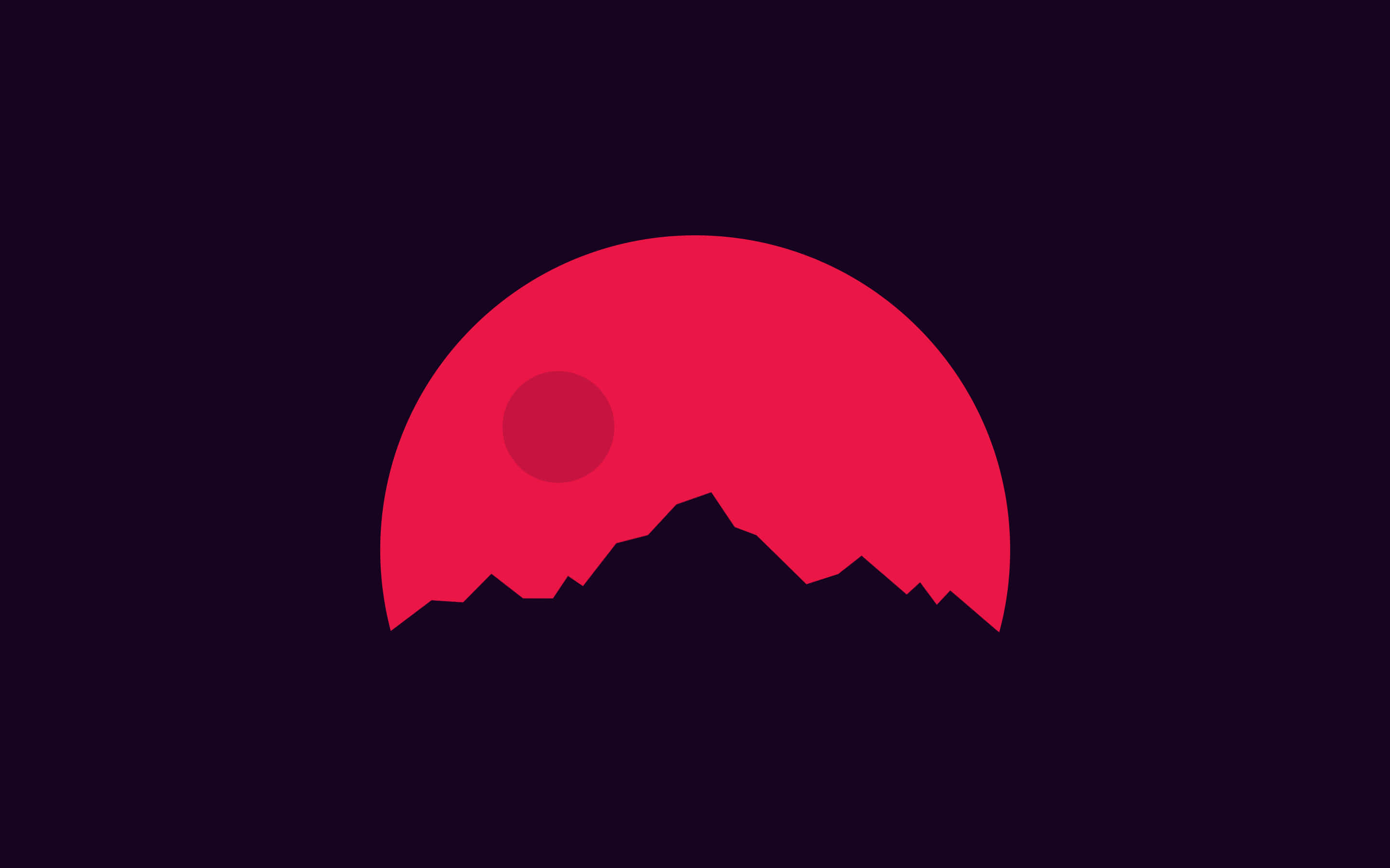 Blood Moon, mountain, red sun, 2K Desktop Wallpaper