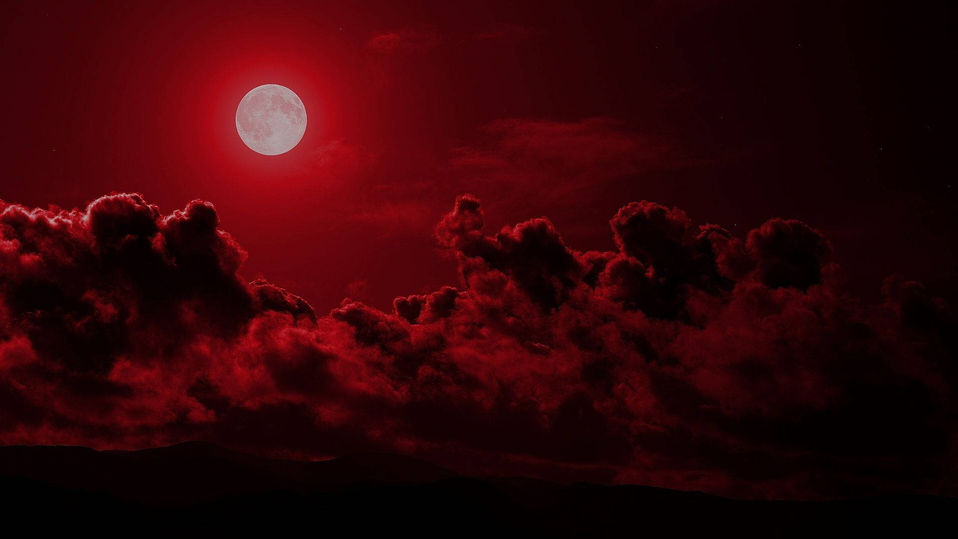 neon red blood moon, full moon, eerie red light, Full HD Desktop Wallpaper