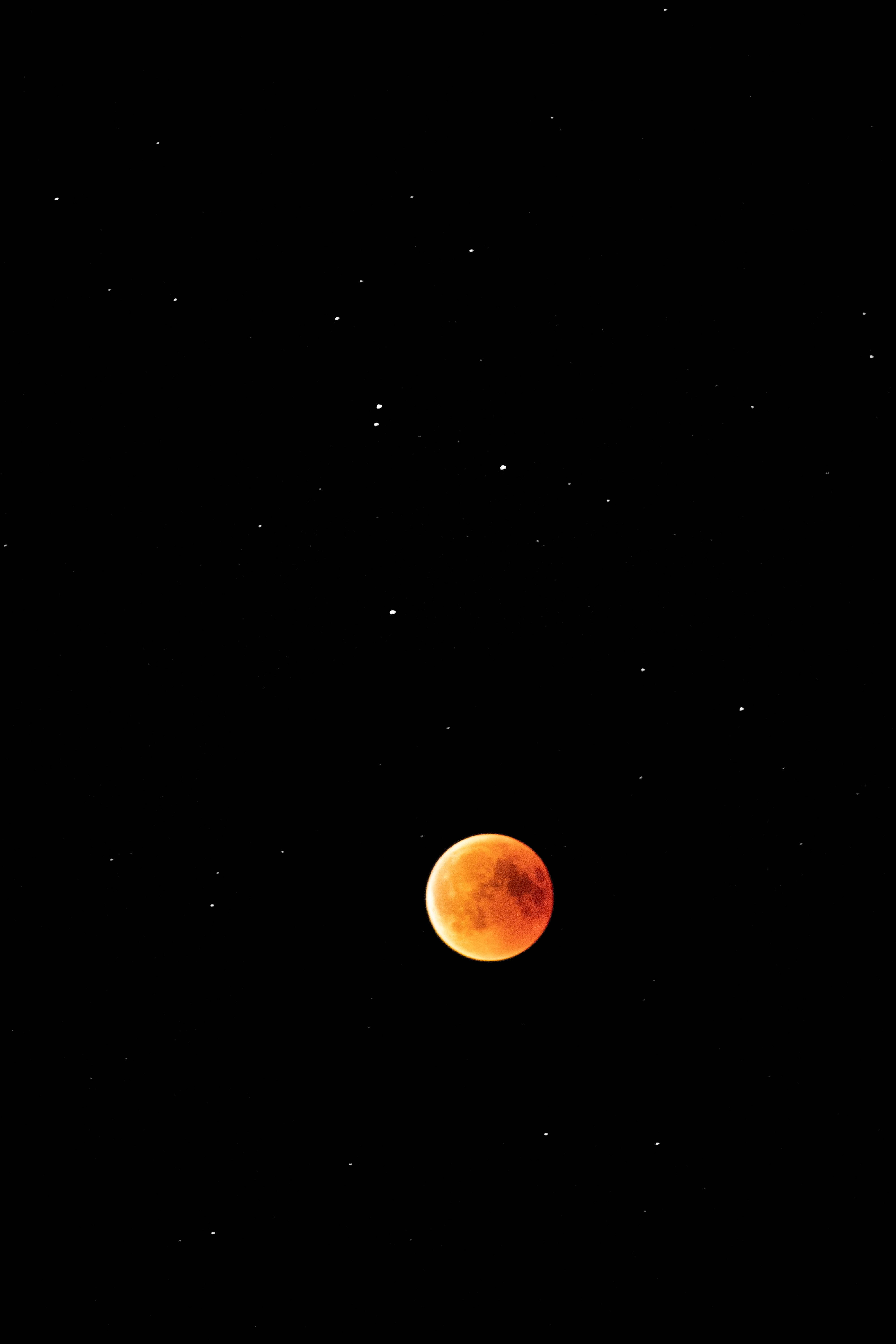blood moon, starry night sky, total lunar eclipse, 5K Phone Wallpaper