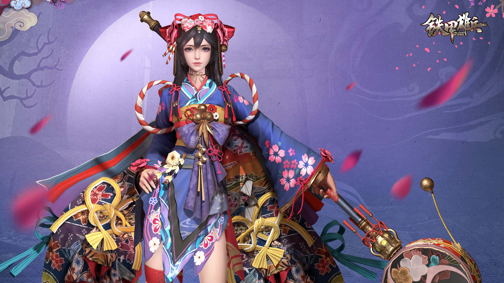 Blood Of Steel, anime girl, blue kimono, Full HD Desktop Wallpaper
