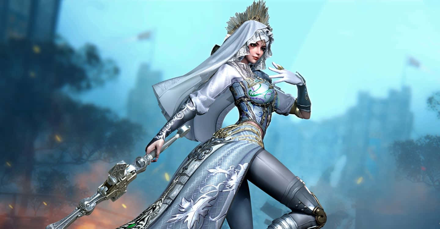 Blood Of Steel, silver-armored female warrior, flowing cape, HD Desktop Wallpaper