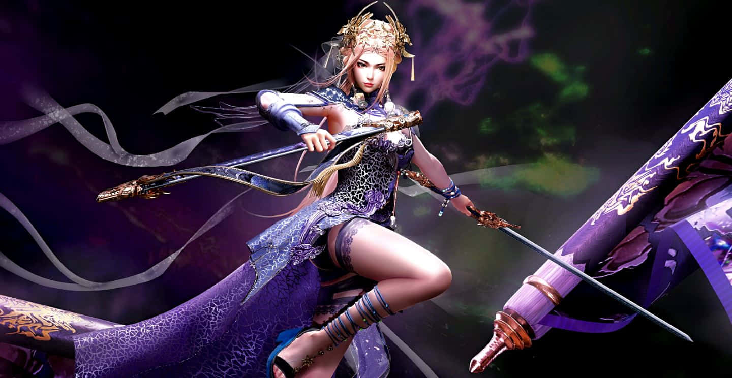 Blood Of Steel, anime warrior woman, purple armor, HD Desktop Wallpaper