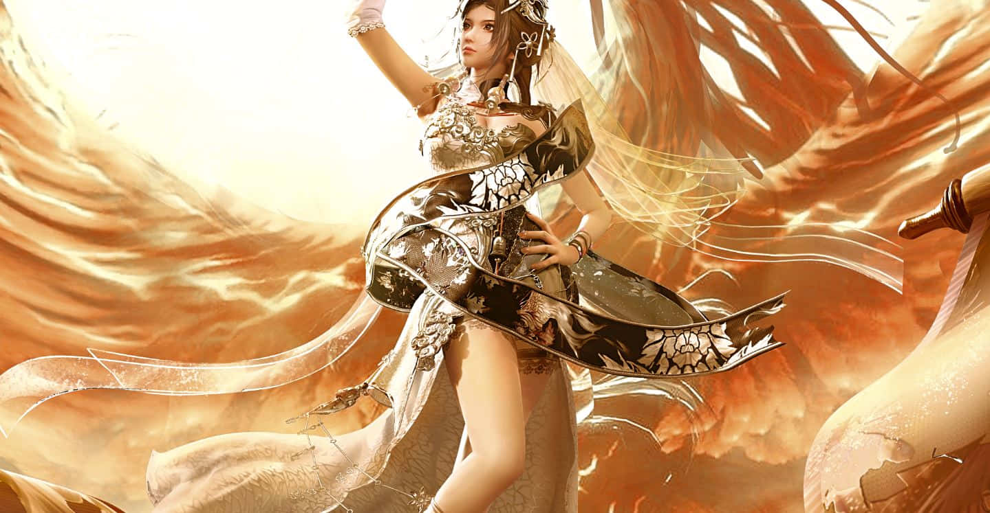 Blood Of Steel, warrior woman, golden wings, HD Desktop Wallpaper