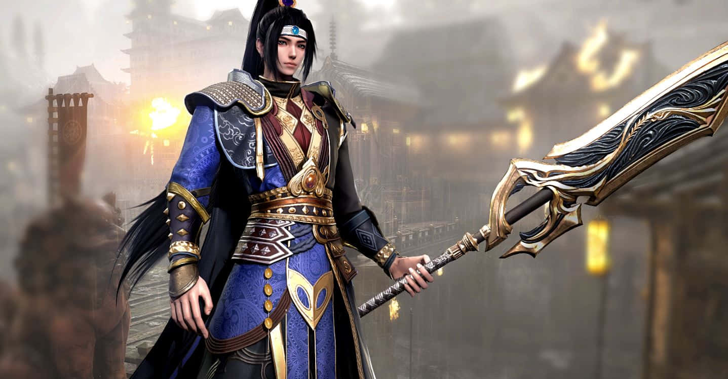 Blood Of Steel, blue and gold armor, massive sword, HD Desktop Wallpaper