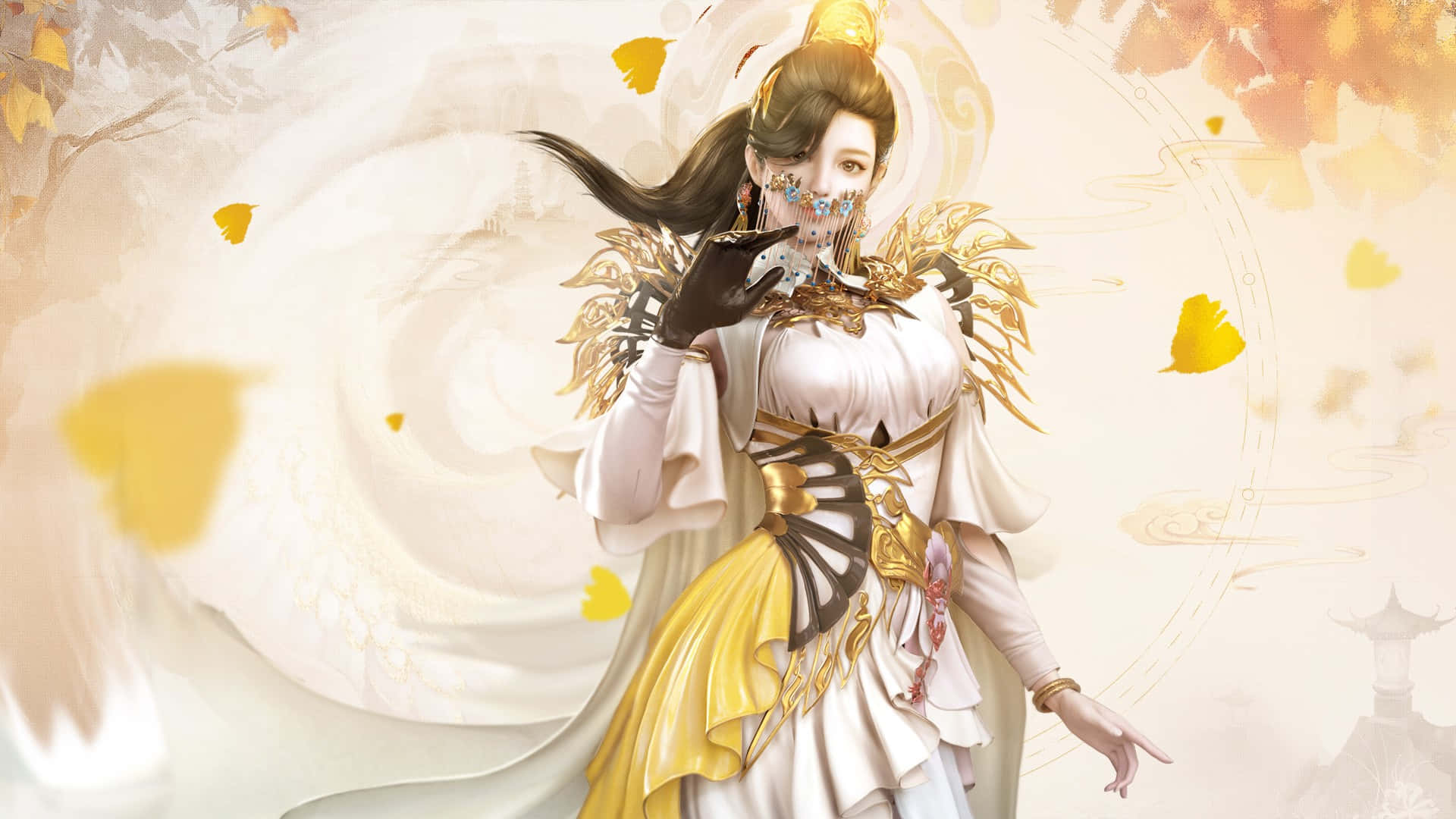 Blood Of Steel, anime woman, white and gold robes, Full HD Desktop Wallpaper