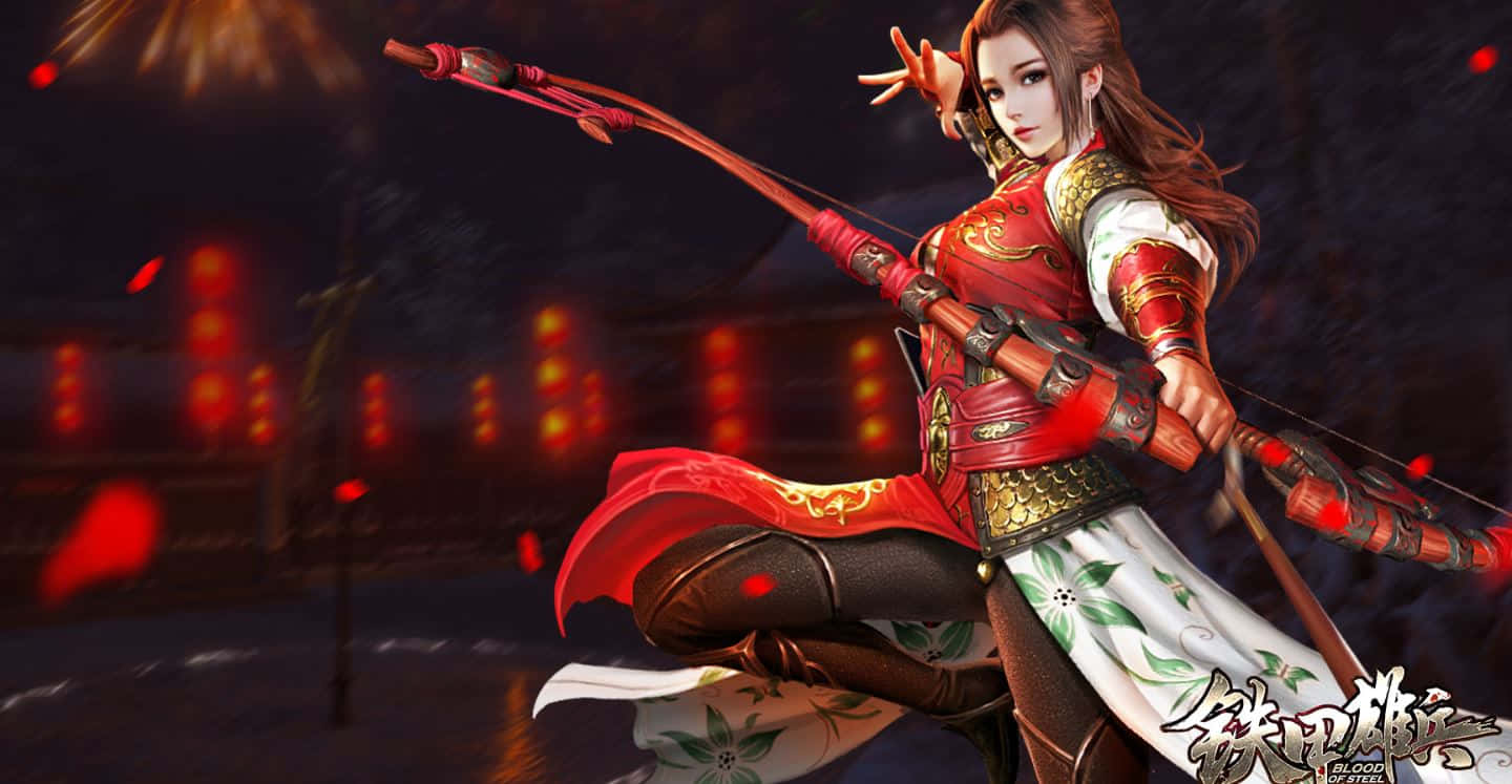Blood Of Steel, red and gold armor, glowing lanterns, HD Desktop Wallpaper