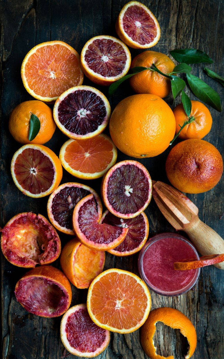Blood Orange, crimson pulp, dark rustic wood, SD Phone Wallpaper
