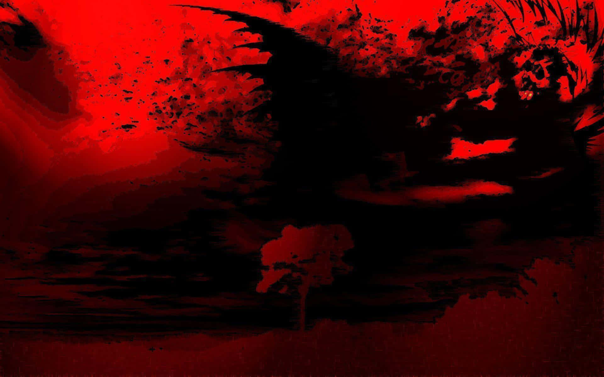 Black And Red Blood Aesthetic, violently red and black abstract sky, splattered textures, Full HD Desktop Wallpaper