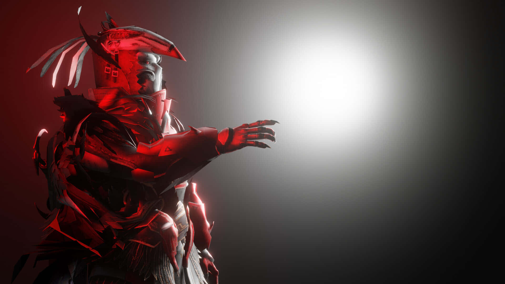 Blood Raven X Suit, red armored warrior, feathered helmet, Full HD Desktop Wallpaper