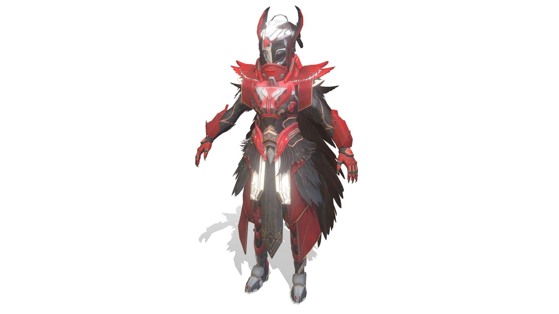 Blood Raven X Suit, red and black plating, horned helmet, Full HD Desktop Wallpaper